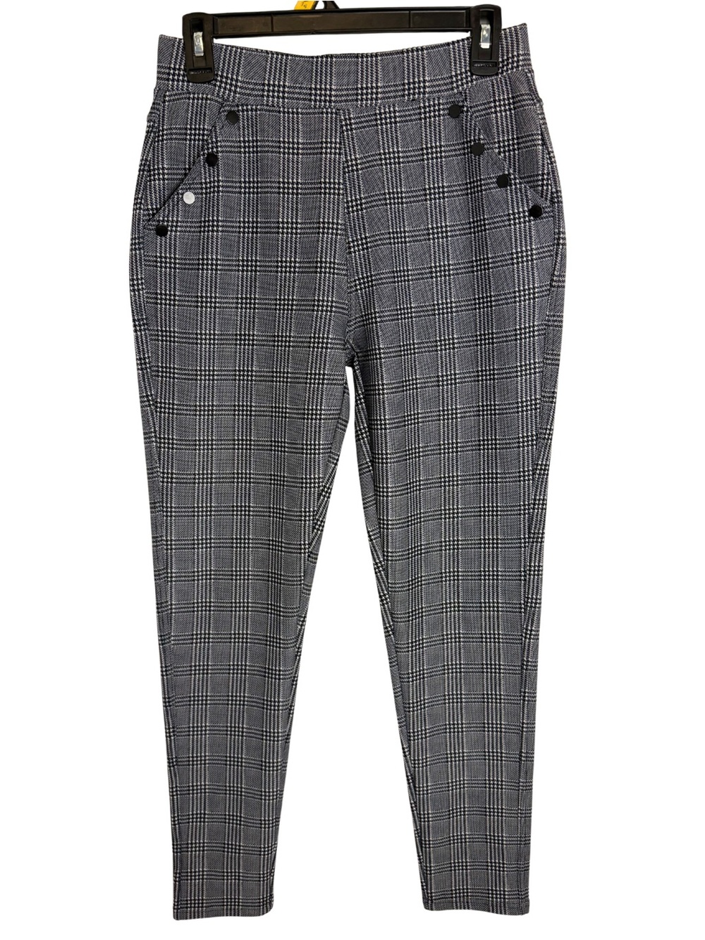 3/$20 Indero Women's Plaid Ankle Pants with Button Detail Size L/XL